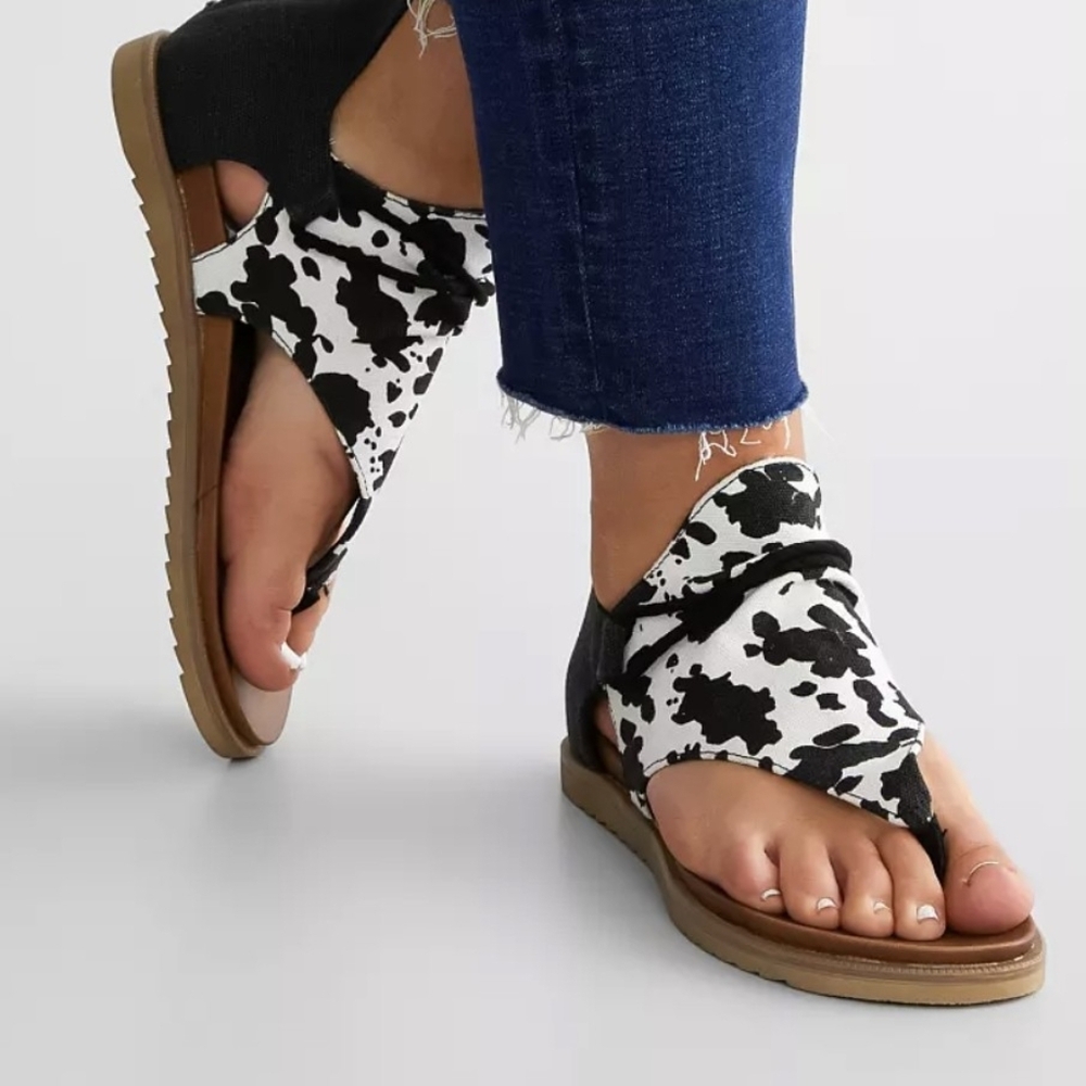 VERY G ANGELIKA HOODED COW PRINT SANDALS